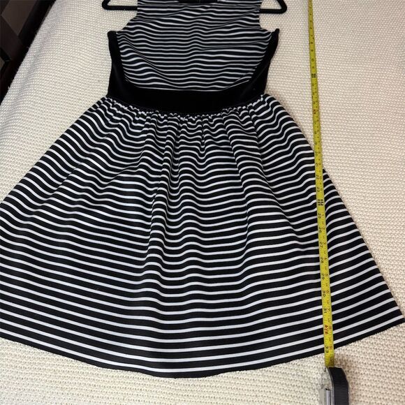 Bar III Women's Black & White Striped Fit & Flare Dress Knee Length - Picture 2 of 5